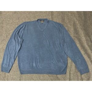 M&S Mens 3XL V-Neck Sweater Cashmilon Blue Denim Long Sleeve
